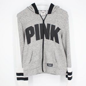 Women's Pink Victoria Secret Zip Up Grey Hoody Small